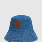 Oroton Denim Bucket Hat | Mid Wash Denim