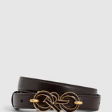 Oroton Olivia 20MM Logo Belt | True Chocolate