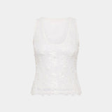 With Harper Lu Mesh Tank Top | White Sequin