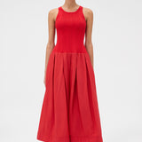 Oroton Knit Bodice Midi Dress | Ribbon Red