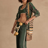 The Upside Marine Silk Wide Leg Pant | Jungle Green