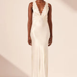 Shona Joy La Lune Lace Cross Back Maxi Dress | Cream (PRE-ORDER)