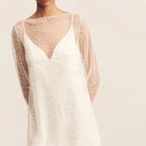 Shona Joy Iridescent Long Sleeve Mini Dress | White (PRE-ORDER)