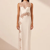 Shona Joy Stratus Lace High Neck Maxi Dress | Ivory (PRE-ORDER)