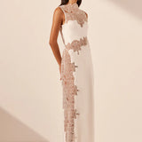 Shona Joy Stratus Lace High Neck Maxi Dress | Ivory (PRE-ORDER)