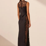 Shona Joy Jamila Lace High Neck Maxi Dress | Black (PRE-ORDER)