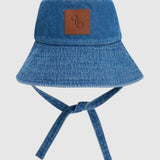 Oroton Denim Bucket Hat | Mid Wash Denim