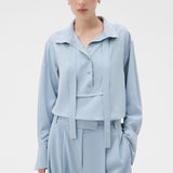 Oroton Half Placket Button Shirt | Twilight Blue