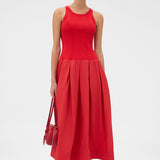Oroton Knit Bodice Midi Dress | Ribbon Red