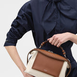 Oroton Mica Bowler Canvas Broguing | Natural/Penny Brown