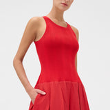 Oroton Knit Bodice Midi Dress | Ribbon Red