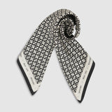 Oroton All Over Logo Silk Scarf | Cream/Black