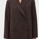 Oroton Double Breasted Blazer | Dark Chocolate