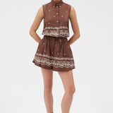 Oroton Floral Bandana Short | Milk Chocolate