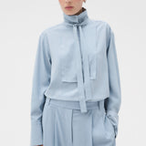 Oroton Half Placket Button Shirt | Twilight Blue