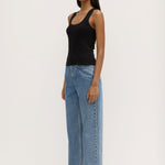 Robyn Scoop Neck Rib Tank Black