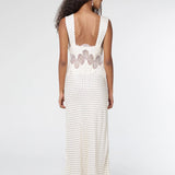Third Form Visions Lace Deep V Maxi Dress | Cream Polka Dot