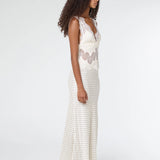 Third Form Visions Lace Deep V Maxi Dress | Cream Polka Dot