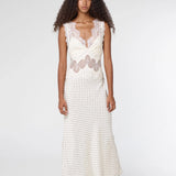 Third Form Visions Lace Deep V Maxi Dress | Cream Polka Dot