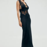 Third Form Visions Lace Deep V Maxi Dress | Ebony