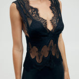 Third Form Visions Lace Deep V Maxi Dress | Ebony