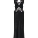 Third Form Visions Lace Deep V Maxi Dress | Ebony