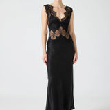 Third Form Visions Lace Deep V Maxi Dress | Ebony