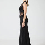Third Form Visions Lace Deep V Maxi Dress | Ebony