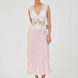 Third Form Visions Lace Deep V Maxi Dress | Red Polka Dot