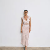 Third Form Visions Lace Deep V Maxi Dress | Red Polka Dot