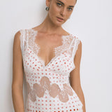 Third Form Visions Lace Deep V Maxi Dress | Red Polka Dot