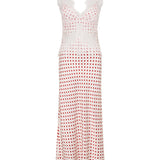 Third Form Visions Lace Deep V Maxi Dress | Red Polka Dot