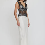 Third Form Visions Lace Floor Length Maxi Dress | Ivory & Black