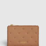 Oroton Broidery Mini 10CC Wallet Studded | Praline (PRE-ORDER)