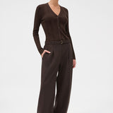 Oroton Belt Detail Pant | Dark Chocolate