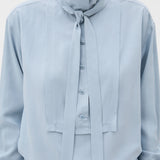 Oroton Half Placket Button Shirt | Twilight Blue