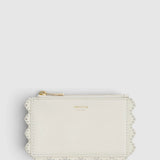 Oroton Broidery 4CC Mini Zip Pouch Smooth | Warm White (PRE-ORDER)