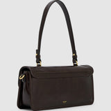 Oroton Finn Crackle Broguing Large Day Bag | Dark Brown