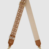 Oroton Logo Bag Strap | Cognac/Ecru