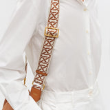 Oroton Logo Bag Strap | Cognac/Ecru