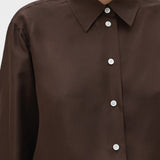 Oroton Long Sleeve Shirt | Dark Chocolate