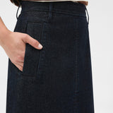 Oroton Denim Midi Skirt | Dark Denim