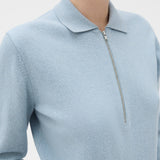 Oroton Long Sleeve Zip Polo | Twilight Blue