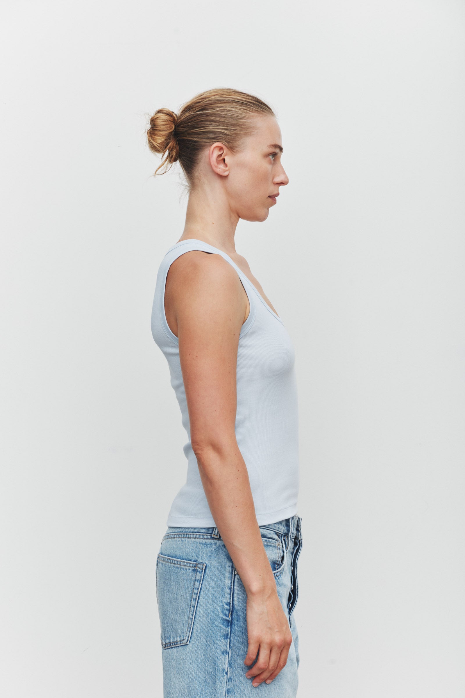 Robyn Scoop Neck Rib Tank Powder Blue
