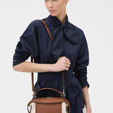 Oroton Mica Bowler Canvas Broguing | Natural/Penny Brown