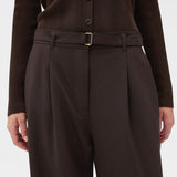 Oroton Belt Detail Pant | Dark Chocolate