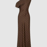 Oroton Graphic Spot Dress | Dark Chocolate