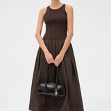 Oroton Knit Bodice Midi Dress | Dark Chocolate